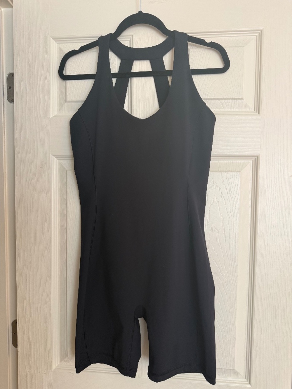 Harmony & Balance Scoop Back One Piece Athletic Romper Black Large